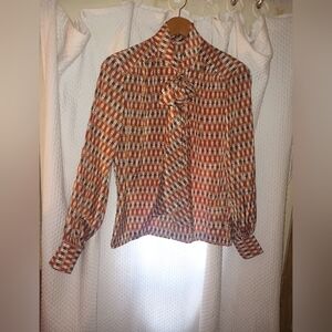 Lady Manhattan Geometric Pattern Blouse Size 10 (Vintage 80's-90's)